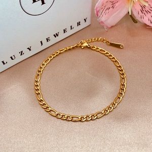18K Gold Classic Figaro Link Chain Anklet